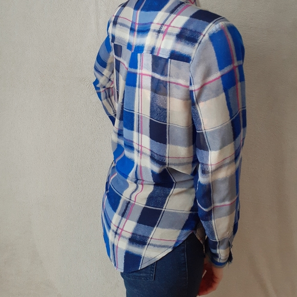Lucky Brand Sheer Plaid Blouse - Picture 3 of 5